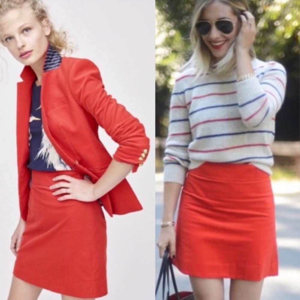 J Crew Corduroy Mini Skirt in Sunset Red